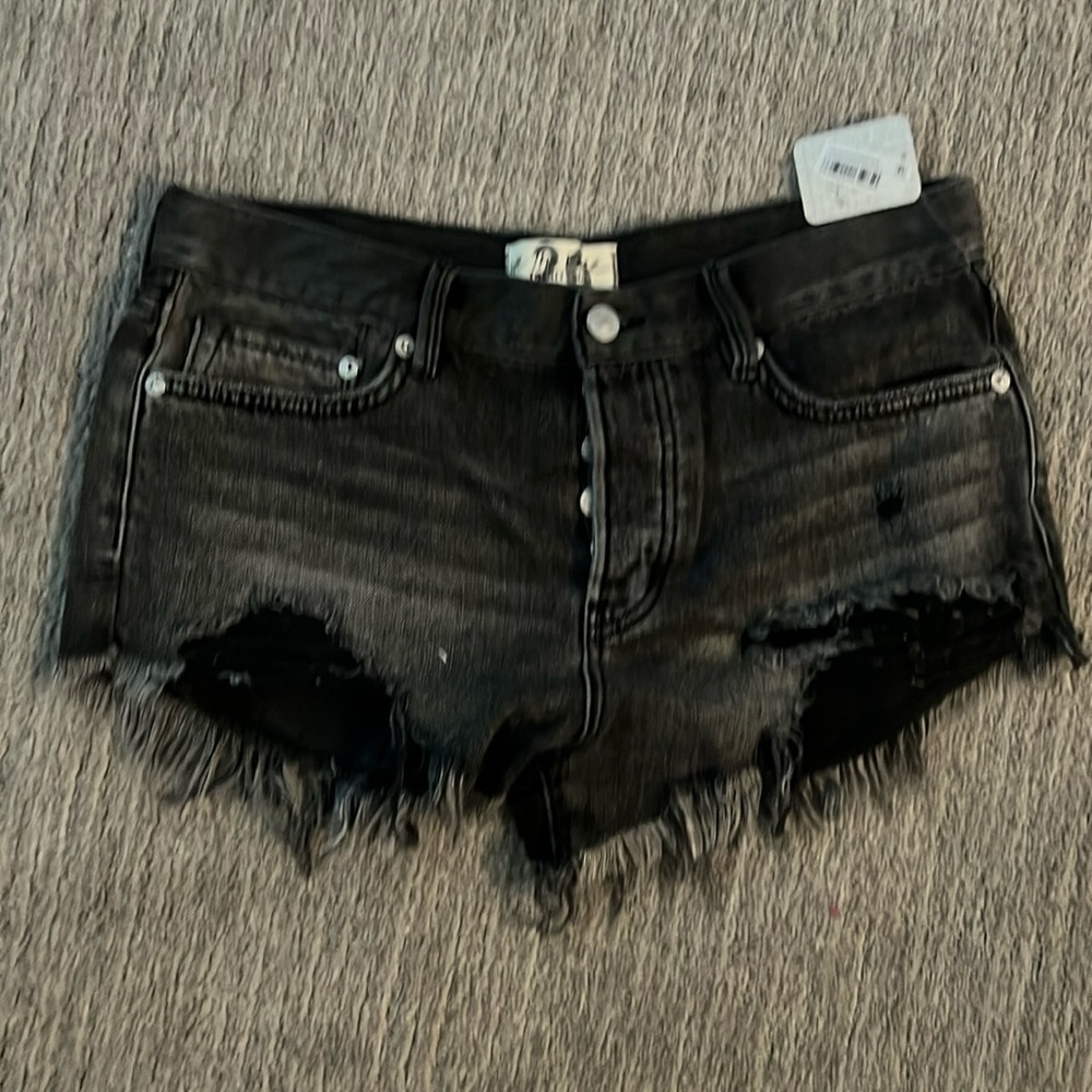 Black Distressed Denim Women's Shorts